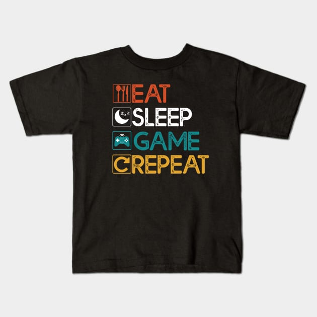 Eat Sleep Game Repeat Gift Gaming Lovers Gift Kids T-Shirt by mommyshirts